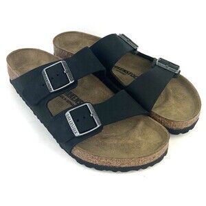 Birkenstock Arizona Oiled Leather Black Original Footbed Sandals L 11 M 9